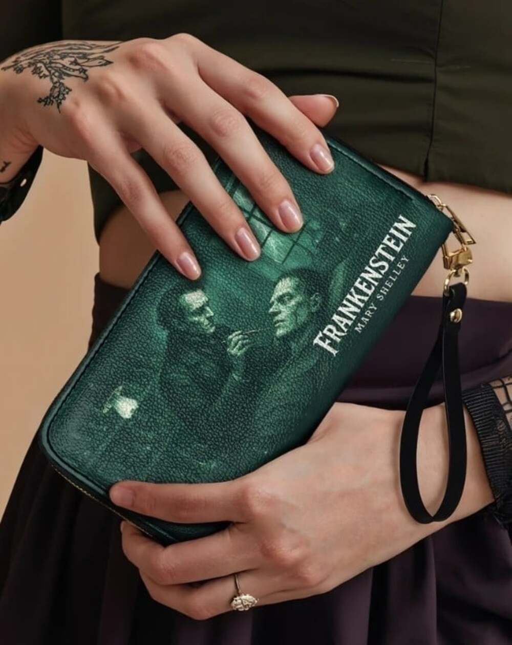 "Frankenstein" Mortuary MossWallet Goth Halloween New NWT Mary Shelley Gothic - Picture 3 of 5